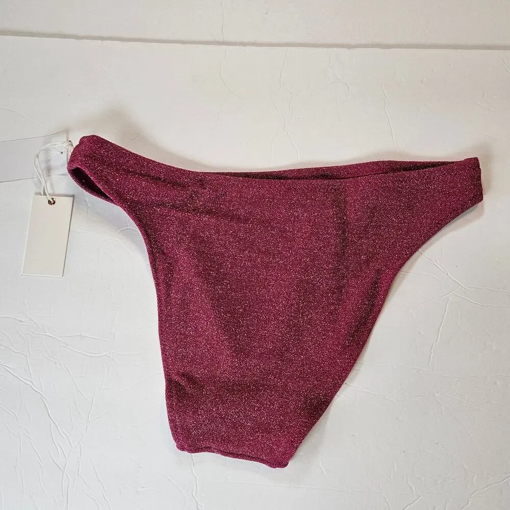 Good American Sparkle Better Bikini Full Swimsuit Bottom Hawaiian Pink Womens XL